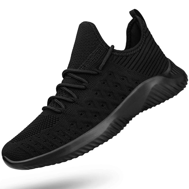 Feethit Womens Slip On Walking Shoes Non Slip Running Shoes Breathable Workout Shoes Lightweight Gym Sneakers All Black Size 7 - Image 1